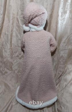 African American Mr. & Mrs. Santa Claus 34 Tall with Pink, Silver, & Ivory Robes
