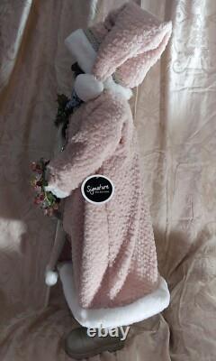 African American Mr. & Mrs. Santa Claus 34 Tall with Pink, Silver, & Ivory Robes
