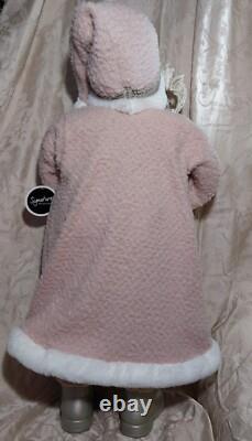 African American Mr. & Mrs. Santa Claus 34 Tall with Pink, Silver, & Ivory Robes