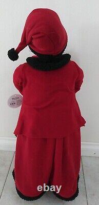 African American Mrs. Santa Claus 33 Tall Red Flannel Black Trim Doll Figure