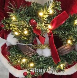 African American Mrs. Santa Claus 33 Tall Red Velvet Doll Figure Lighted Reef