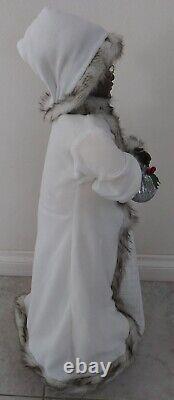 African American Mrs. Santa Claus 33 Tall Winter White Christmas Fur Hood