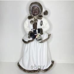 African American Mrs Santa Claus 33 Winter White Christmas Fur Trim Figure