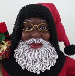 African American Santa Claus 34 Tall Handsome Rare Unique Red Flannel