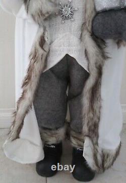 African American Santa Claus 34 Tall Winter White Christmas Fur Hood