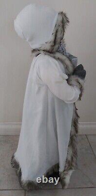 African American Santa Claus 34 Tall Winter White Christmas Fur Hood