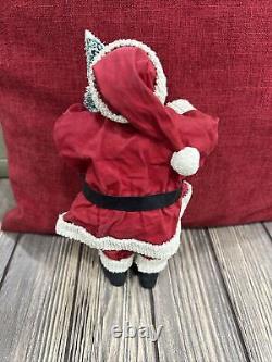 African American Santa Claus Holding Christmas Tree 10 Fabric Figure