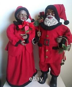 African American Santa & Mrs. Claus Christmas Red Flannel Pair 33 and 34
