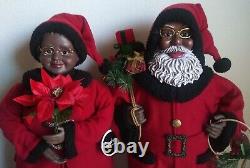 African American Santa & Mrs. Claus Christmas Red Flannel Pair 33 and 34