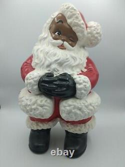 African Black Santa Claus & Mrs. Winking 1977 Atlantic Mold Ceramic Figures