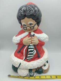 African Black Santa Claus & Mrs. Winking 1977 Atlantic Mold Ceramic Figures