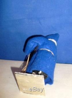 Amazing Antique German Santa Claus 1900 Paper Mache Blue Coat Candy Box Rare