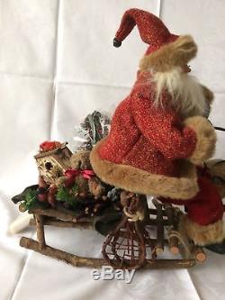 Amazing Antique German Santa Claus And Reindeer 1930 Great Size Piece