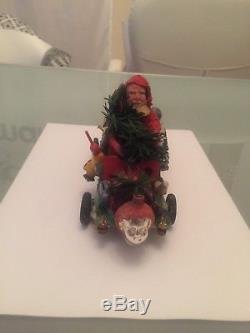 Amazing Antique German Santa Claus Driving Bus 1900 Rare Piece