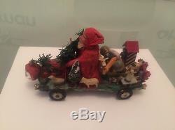 Amazing Antique German Santa Claus Driving Bus 1900 Rare Piece