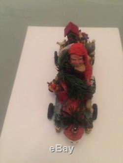 Amazing Antique German Santa Claus Driving Bus 1900 Rare Piece