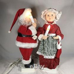 Animated Christmas Mr Mrs Santa Claus Lighted TELCO Motionette Figures Vintage