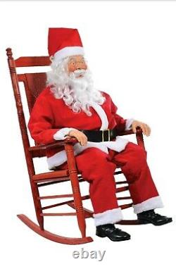 Animated Rocking Santa Claus Christmas Prop Life Size Holiday With Sound and chair