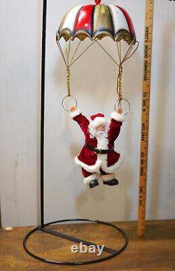 Animated Santa Claus Parachuter Vintage 2002 Christmas Swinging Retro SEE VIDEO