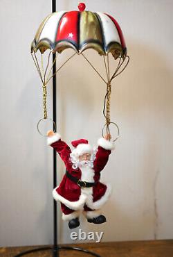 Animated Santa Claus Parachuter Vintage 2002 Christmas Swinging Retro SEE VIDEO