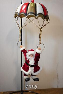 Animated Santa Claus Parachuter Vintage 2002 Christmas Swinging Retro SEE VIDEO