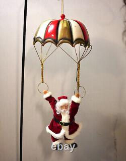 Animated Santa Claus Parachuter Vintage 2002 Christmas Swinging Retro SEE VIDEO