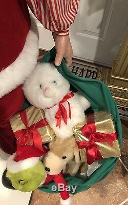 Animated Santa Claus With List &toys Over 5ft Tall Very Rare- Unique