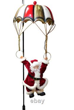 Animated Swinging Santa Claus Parachuter Vintage 2002 Christmas Retro SEE VIDEO