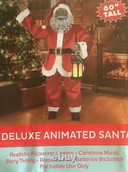 Animatronic Black Santa Claus Christmas 5 Tall Sings/Tells Stories Lighted 60