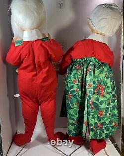 Annalee Dolls Christmas 30 Inches Santa Mrs. Claus 1966 1967 Tagged Poseable