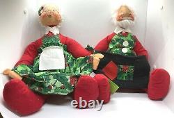 Annalee Mr and Mrs Santa Claus Figures Mobiltee Dolls Large Set Pair1963
