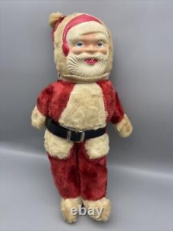 Antique 14 Santa Claus Plush With Plastic Face