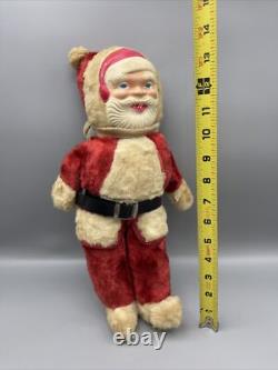 Antique 14 Santa Claus Plush With Plastic Face