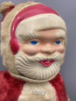 Antique 14 Santa Claus Plush With Plastic Face