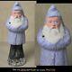 Antique 1890-1910 German 8-1/4 Belsnickle Santa Claus Blue With Mica Robe