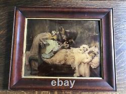 Antique 1901 Maude Goodman Santa Claus Christmas Lithograph Convex Frame