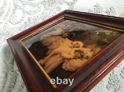 Antique 1901 Maude Goodman Santa Claus Christmas Lithograph Convex Frame