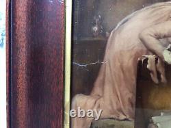 Antique 1901 Maude Goodman Santa Claus Christmas Lithograph Convex Frame