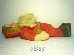 Antique Big Santa Claus Doll Figure Cloth Straw Handmade Ex Rare