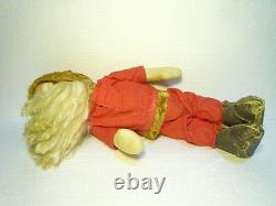 Antique Big Santa Claus Doll Figure Cloth Straw Handmade Ex Rare