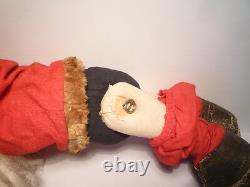 Antique Big Santa Claus Doll Figure Cloth Straw Handmade Ex Rare