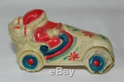 Antique CELLULOID VISCOLOID SANTA CLAUS CAR Christmas Ornament Baby Rattle