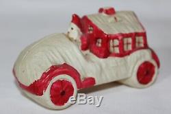 Antique CELLULOID VISCOLOID SANTA CLAUS CAR HOUSE Christmas Ornament Baby Rattl