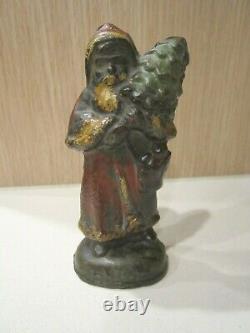 Antique Cast Iron Painted Santa Claus Belsnickle Figure Door Stop 1905 Christmas