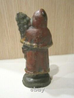 Antique Cast Iron Painted Santa Claus Belsnickle Figure Door Stop 1905 Christmas