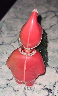 Antique Celluloid Elf Christmas Santa Claus with Tree Bobblehead 4 Figure