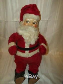 Antique Celluloid Face Pre WWII Plush Santa Claus Wind Up Musical 36 Swisstone
