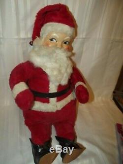 Antique Celluloid Face Pre WWII Plush Santa Claus Wind Up Musical 36 Swisstone