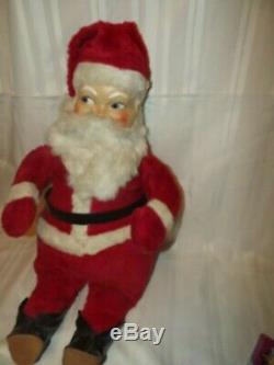 Antique Celluloid Face Pre WWII Plush Santa Claus Wind Up Musical 36 Swisstone