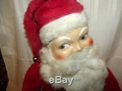 Antique Celluloid Face Pre WWII Plush Santa Claus Wind Up Musical 36 Swisstone